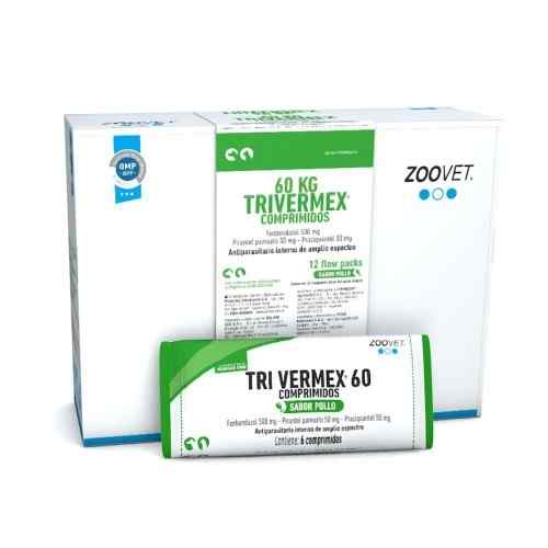 Zoovet Trivermex Antiparasitario Interno Blister Venta blister de 6 Unidades